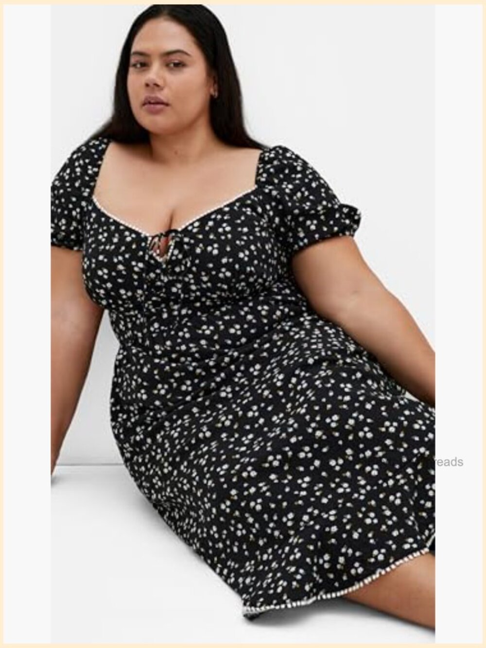 Plus Size Cap Sleeve Midi Dress with Pockets & Removable Belt - Picture 3 of 5